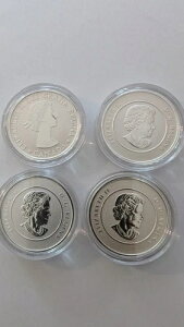 カナダ造幣局発行の20ドル硬貨(1/4オンス銀貨)4枚セット