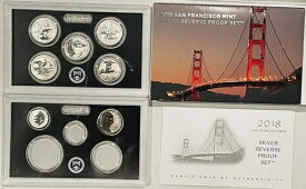 *部分セット* 2018-S シルバー リバース プルーフ セット 5C+10C+25C OGP COA 付き 10枚中7枚