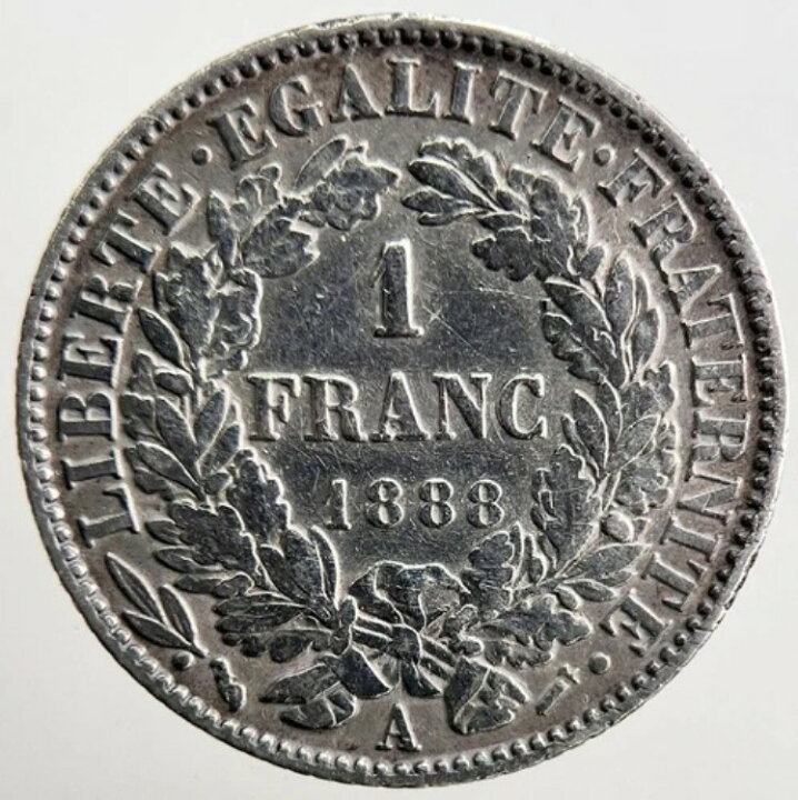 楽天市場】1888年Aフランス1フラン銀貨｜コレクターズグレード : WORLD 