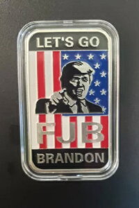 2024-Trump-FJB Let�fs Go Brandon �n���h�G�i���� 1�I���X �V���o�[�t���b�O�A�[�g�o�[ .999 ????