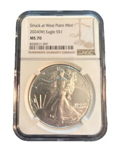 2024�N (W) �A�����J�� �V���o�[ �C�[�O�� S$1 NGC MS70 �E�F�X�g�|�C���g�Œ��� �u���E�����x��