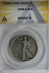 1928-S 50C ANACS G6 �E�H�[�L���O�E���o�e�B�A���f�B�E���o�e�B�E�n�[�t�A0.50