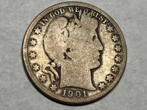 1901-S バーバー銀貨(アメリカ製ハーフドル)。G/AG-G。#md1