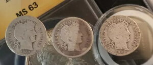 3 �R�C�� 1903-O 06-S 08 D �o�[�o�[�_�C�� VG ���ɗǂ� 90% �V���o�[ 10�Z���g�R�C�� �R���N�^�[�Y�A�C�e��