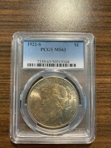 1922-S s[XVo[h 1h PCGS ~gXe[g 63 MS 63 ^Cv2 [[t