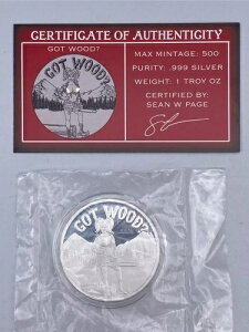 STL Mint 1�g���C�I���X .999 �V���o�[���E���h�R�C�� �X�p�C�V�[�V���o�[�S�b�g�E�b�h COA�t�� LTD 500