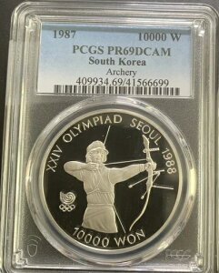 �؍� 1987 10000 �E�H�� / �A�[�`�F���[ /Km62 / PCGS PR69DCAM / �f���炵���V���o�[ �v���[�t!