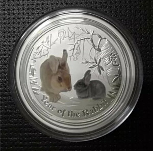 パースミント オーストラリア $ 0.5 LS2 カラーラビット 2011 1/2オンス .999 シルバーコイン