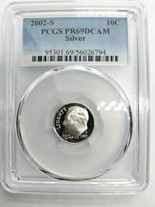 PCGS PR69DCAM 2002 S 10C �V���o�[ ���[�Y�x���g �_�C�� / 135