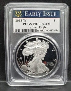 2018�N W�v���[�t �A�����J���V���o�[�C�[�O�� PCGS PR70 DCAM �������s���x��