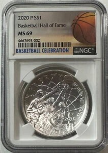 2020-P バスケットボール殿堂入り 1ドル銀貨 - NGC MS69