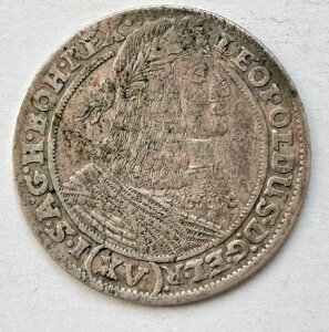 15クロイツァー 1662年 GH ヴロツワフ レオポルト1世 ボーネン王 銀貨。Km#414-