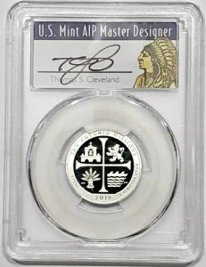 2019-S 25C サンアントニオミッション NP PR70DCAM FDOI トーマス クリーブランド ネイティブ シルバー。