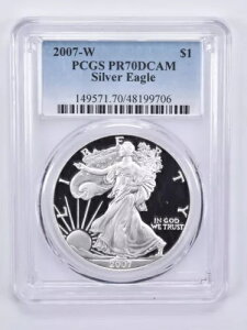 PR70 2007-W DCAM �A�����J���V���o�[�C�[�O�� PCGS �u���[���x��