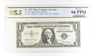 1�h�� 1957�N �V���o�[�ؖ��� �X�^�[�m�[�g Fr#1619* �W�F�� �A���N 66 PPQ PCGS *4007