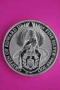 2017年 イギリス グリフィン オブ エドワード3世 2トロイオンス .999 銀メダル N0451