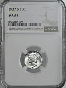 1937-S 10�Z���g �}�[�L�����[��݁u�T���t�����V�X�R�����ǁvNGC MS65 #8345182-009