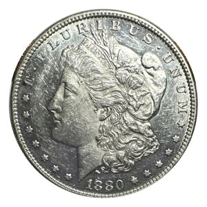 1880-O アメリカ製 モルガン銀貨 1ドル硬貨 - 光沢のある輝き!フルリバティヘッドバンド