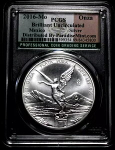 メキシコ 2016 ウナ オンザ プラタ プラ PCGS / BU/ UNC グレード。 A1-23-387