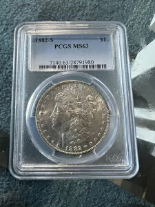 1882-S 1h AJO  Kh MS 63 PCGS Ӓς