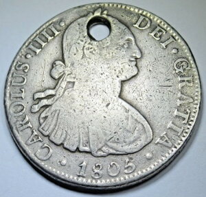 1805年 メキシコ製 銀貨 8レアル 1800年代スペイン植民地時代のペンダントコイン