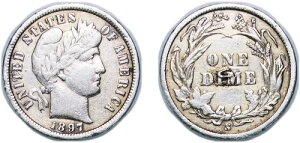 アメリカ合衆国 1897 S 1 ダイム 銀貨 900 100 銅貨 XF