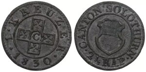 �X�C�X - �]���g�D�����B - 2 1/2 Rappen 1 Kreuzer 1830 - �V���o�[ - KM# 85
