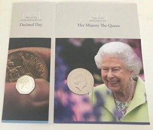 2021年 エリザベス2世女王95歳誕生日記念 5ポンド&アーノルドマシン 50ペンスセット