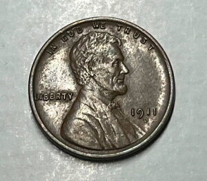 1911-D リンカーン・ウィート・セント 1セント・ペニー (AU) ラミネート加工 - アメリカの古いコイン