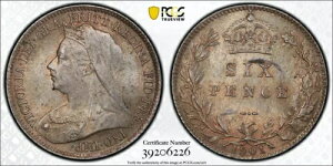 1901年 イギリス 6ペンス PCGS MS63 S-3941 銀貨 ビクトリア 6D ゴールドシールド