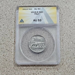 C^A 1919 R 50 Centesimi RC ANACS AU 53 - C^A[} - NxRC - 