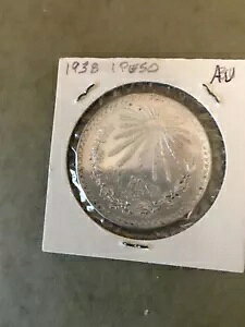 1938 年メキシコ 1 ペソ - AU - 優れた大型銀貨 - .925/.999 純銀!