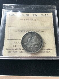 1883H ICCSグレードカナダ、25セント、**F-15**