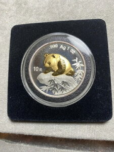 中国 1999年 北京万博 パンダ 金鍍金 1オンス .999 銀貨