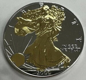 2000年 金メッキ プルーフ アメリカン シルバー イーグル 1 オンス コイン .999 純銀:
