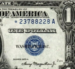 1935a 1ドル銀券 ****** STAR STAR NOTE *23788228A チョイス未流通