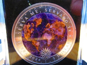 2024年 アメジスト ミスティックアース テラ カラーライズ 1オンス シルバーコイン 5ドル トケラウ