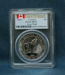 2015年 カナダ グレイウルフ 2 3/4オンス 金貨 PCGS MS70 ファーストストライク