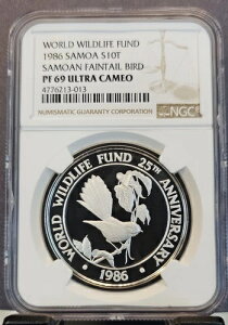 1986年 サモア シルバー 10 タラ サモア ファインテール バード NGC PF 69 ウルトラカメオ 希少