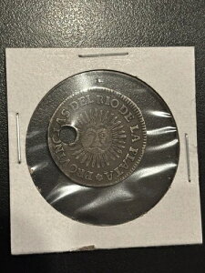 1825年 PCGS アルゼンチン 2ソル リオプラタ州 銀貨 穴あき