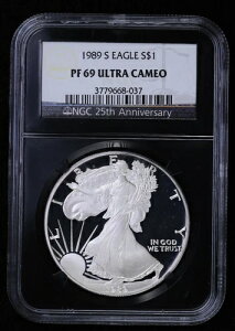 1989年 Sプルーフ シルバーイーグル NGC PF 69 ウルトラカメオ ブラックコア