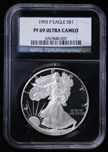 1993年 Pプルーフ シルバーイーグル NGC PF 69 ウルトラカメオ ブラックコア