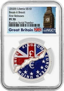 2020�N 10�h�� �v���[�t 1�I���X �V���o�[ ���x���A Break it Brexit �J���[�R�C�� NGC PF70 FR