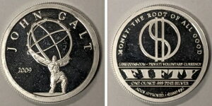 2009 W S[g $50 AgX ~ 1 IX .999 t@C Vo[ ~ LibreCoins / AOCS / NORFED