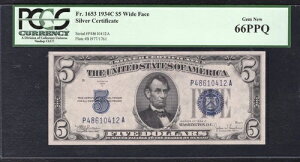 FR. 1653 1934-C 5�h�� ���C�h�t�F�C�X �V���o�[ �ؖ����t�� �m�[�g PCGS ��� ������-66PPQ