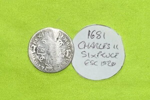 1681年 銀貨 6ペンス 6ペンス チャールズ2世 1660年 - 1685年 ESC1520