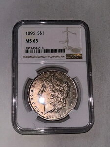1896年 アメリカ モルガン銀貨 1ドル PCGS MS63 90%銀 わずかな変色