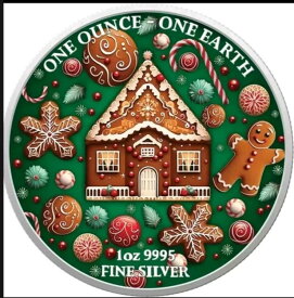 2022年 フィジー ワンアース クリスマス ジンジャーブレッドハウス コイン 1オンス シルバー 暗闇で光る