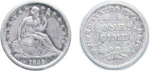 アメリカ合衆国 1838 1 ダイム 銀貨 900 100 銅貨 VF