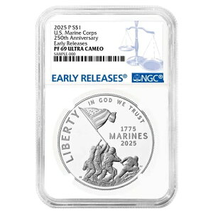 2025-P プルーフ $1 アメリカ海兵隊 250 周年記念銀貨 NGC ...